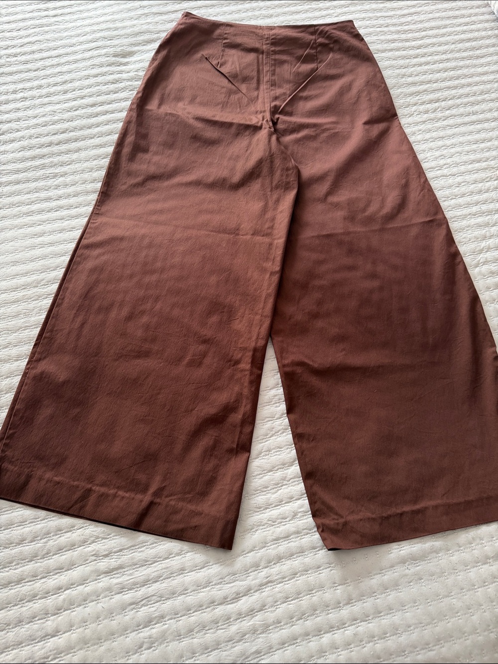 Super Wide Leg Crop Pants Dark Brown Sz 6 Great Fall Add - Picture 4 of 7